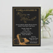 金ゴールドのグリッターは退職パーティーに蹄鉄を打ちます 招待状 (スタンド正面)