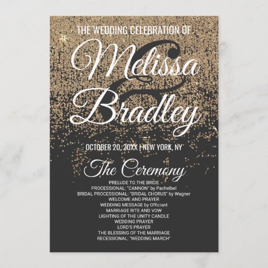 金ゴールドのグリッターは黒いプログラム光っています プログラム (正面)