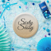 金ゴールドのグリッターグラデーションな60および粋な第60誕生日 ペーパープレート (パーティー)