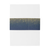 金ゴールドのグリッター海軍ヴィンテージの結婚 招待状ベリーバンド (裏面例)