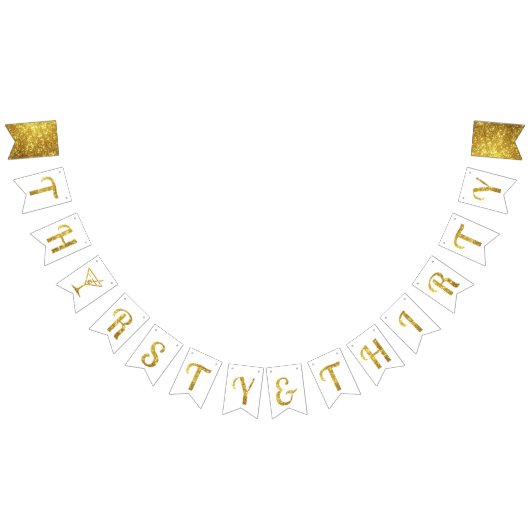 金ゴールドのグリッター30thBirthday/Anniversaryのパーティーの旗 バンティングフラッグ (全)