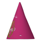 金ゴールドのグリッター50及びショッキングピンクのすばらしいタイポグラフィ パーティーハット (右)