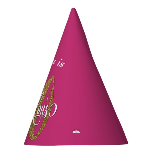 金ゴールドのグリッター50及びショッキングピンクのすばらしいタイポグラフィ パーティーハット (右)