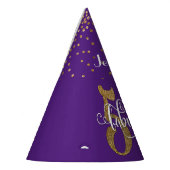 金ゴールドのグリッター50及び紫色のすばらしいタイポグラフィ パーティーハット (左)