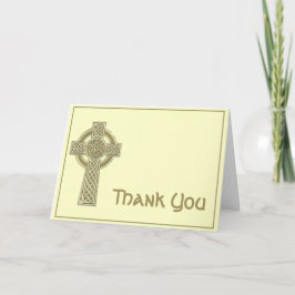 金ゴールドのケルト十字および神話上のアイボリーは感謝していしています サンキューカード