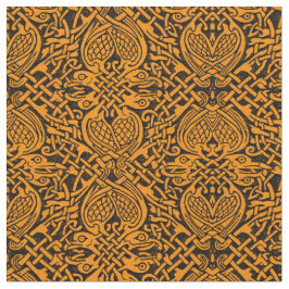 金ゴールドのケルト族の鳥の織り方 ファブリック