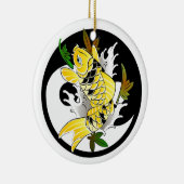 金ゴールドのコイのYingクールな東洋の日本のなヤンの入れ墨 セラミックオーナメント (右)