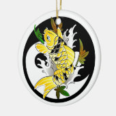 金ゴールドのコイのYingクールな東洋の日本のなヤンの入れ墨 セラミックオーナメント (左)