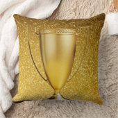 金ゴールドのコップのトロフィ クッション (ブランケット)
