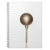 金ゴールドのゴルフ・ボールおよびティー ノートブック (正面)