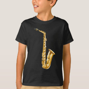 金ゴールドのサクソフォーン Tシャツ