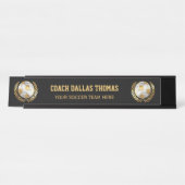 金ゴールドのサッカーのコーチ デスクネームプレート (正面)