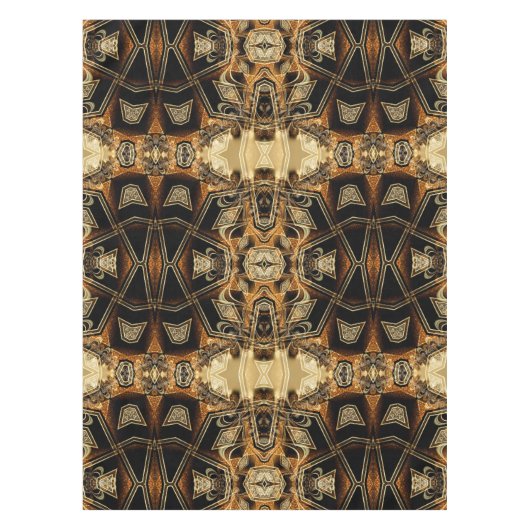 金ゴールドのサテンのレース幾何学的なパターンテーブルクロス テーブルクロス (正面)