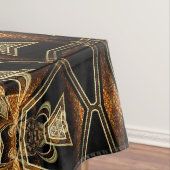 金ゴールドのサテンのレース幾何学的なパターンテーブルクロス テーブルクロス (インサイチュ)