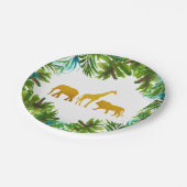 金ゴールドのサファリの動物のパーティーのプレート ペーパープレート (アングル)