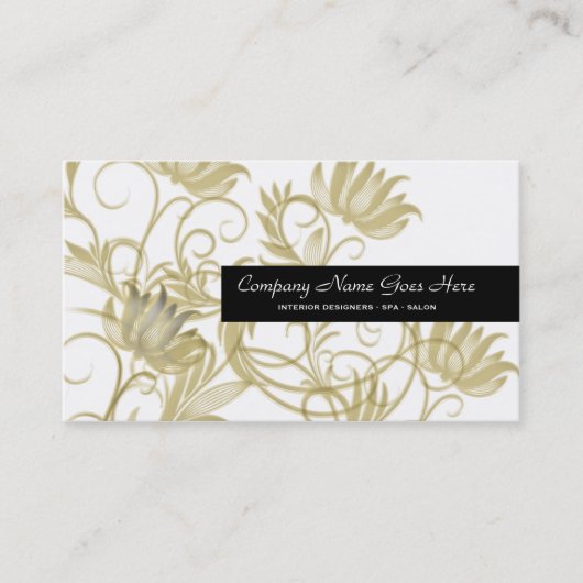 金ゴールドのサロンのスパの黒 名刺 (正面)