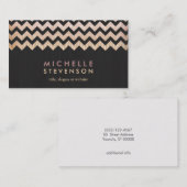 金ゴールドのシェブロンと黒の木目の外観 名刺 (正面/裏面)