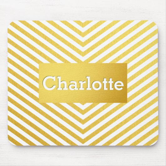 金ゴールドのシェブロンのカスタムのモノグラム マウスパッド (正面)