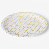 金ゴールドのシェブロンの白い背景のモダンな上品 ペーパープレート (アングル)