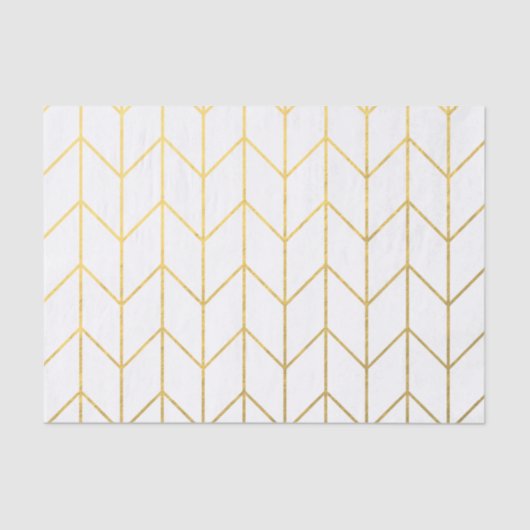 金ゴールドのシェブロンの白い背景のモダンな上品 薄葉紙 (正面)