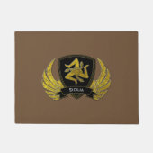 金ゴールドのシシリアのTrinacriaあなたの文字の背景 ドアマット (正面)