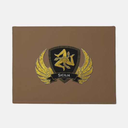 金ゴールドのシシリアのTrinacriaあなたの文字の背景 ドアマット (正面)
