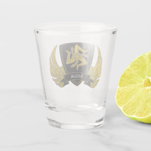 金ゴールドのシシリアのTrinacriaあなたの文字 ショットグラス (裏面)