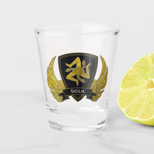 金ゴールドのシシリアのTrinacriaあなたの文字 ショットグラス (正面)