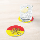 金ゴールドのシシリアのTrinacriaは個人化なります ラウンドペーパーコースター (インサイチュ)