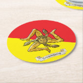 金ゴールドのシシリアのTrinacriaは個人化なります ラウンドペーパーコースター (アングル)