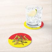 金ゴールドのシシリアのTrinacria ラウンドペーパーコースター (インサイチュ)