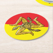 金ゴールドのシシリアのTrinacria ラウンドペーパーコースター (アングル)