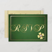 金ゴールドのシャムロックのケルト人のセントパトリックの日Rsvp 出欠カード (正面/裏面)