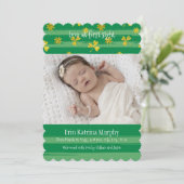 金ゴールドのシャムロックの写真の誕生の発表 案内状 (スタンド正面)