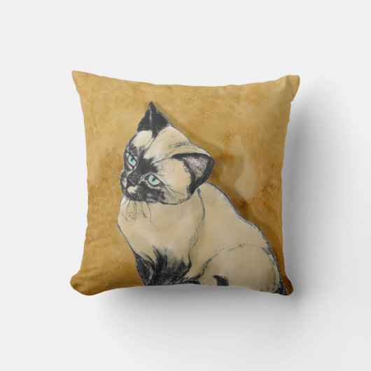 金ゴールドのシャム猫 クッション (正面)