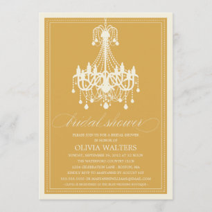 金ゴールドのシャンデリア%PIPE%のブライダルシャワーの招待状 招待状