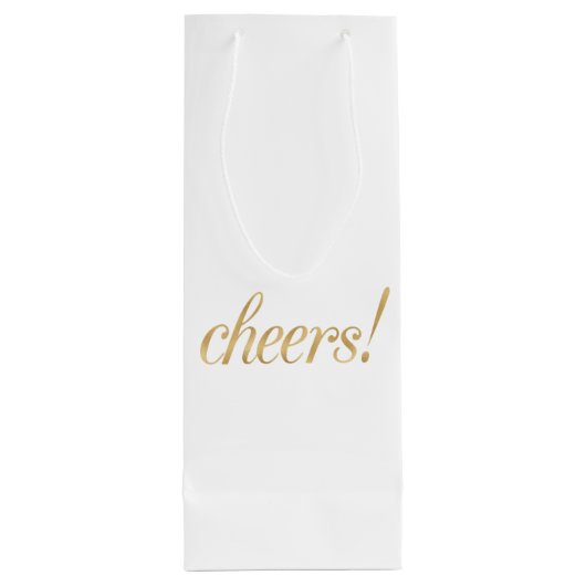 金ゴールドのシャンペンかワインのギフトバッグ、応援、ホイルのフォント ワインギフトバッグ (裏面)