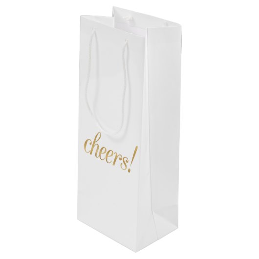 金ゴールドのシャンペンかワインのギフトバッグ、応援、ホイルのフォント ワインギフトバッグ (正面アングル)