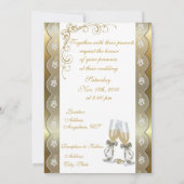 金ゴールドのシャンペンのガラス結婚式の写真の招待状 招待状 (裏面)