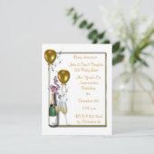 金ゴールドのシャンペンのパーティの招待状 招待状 (スタンド正面)