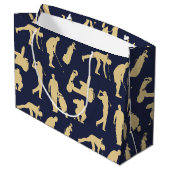 金ゴールドのシルエットのゴルファーのイメージ ラージペーパーバッグ (裏面アングル)