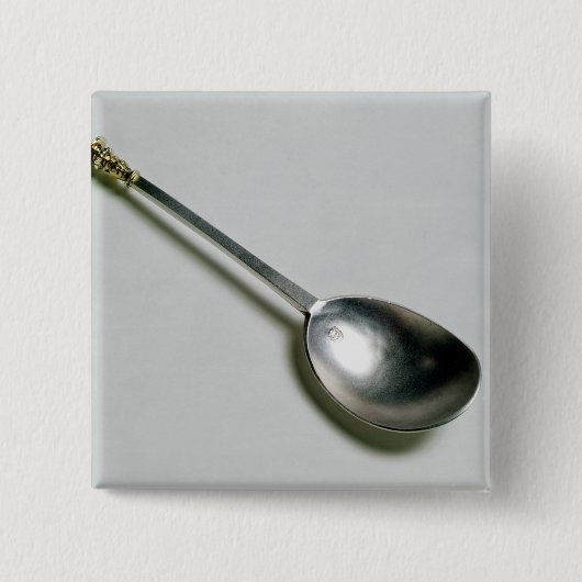 金ゴールドのシールの上1668年が付いている銀製の使徒のスプーン 缶バッジ (正面)