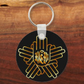 金ゴールドのジャイナ教の象徴 キーホルダー (正面)