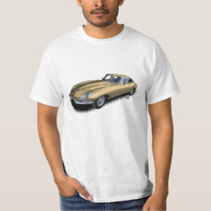 金ゴールドのジャガーXKEのヴィンテージのスポーツ・カーのTシャツ Tシャツ