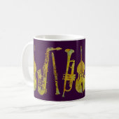 金ゴールドのジャズアンサンブル コーヒーマグカップ (正面左)