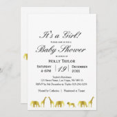 金ゴールドのジャングルのベビーシャワーの招待状 招待状 (正面/裏面)