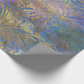 金ゴールドのスクロールは紫、ピンク、青で表示 ラッピングペーパー (角)