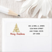 金ゴールドのスクロール·クリスマス·ツリー ラベル (インサイチュ)