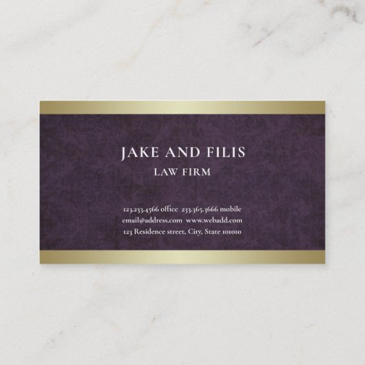 金ゴールドのスケールの弁護士の法律事務所のダマスク織|の金ゴールド 名刺 (裏面)