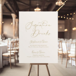 金ゴールドのスタイリッシュ書道の看板ドリンク ポスター